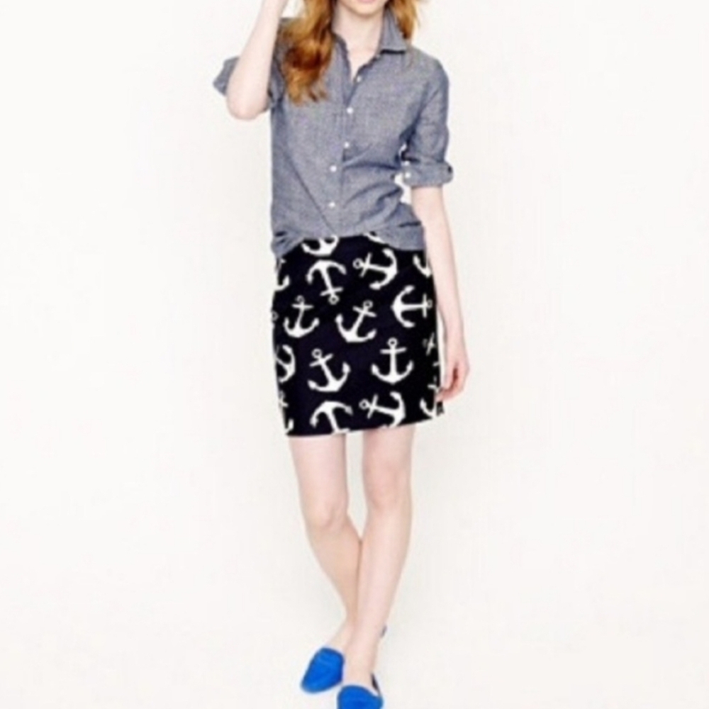 J. Crew Navy And White Anchors Away Mini Skirt Size 00